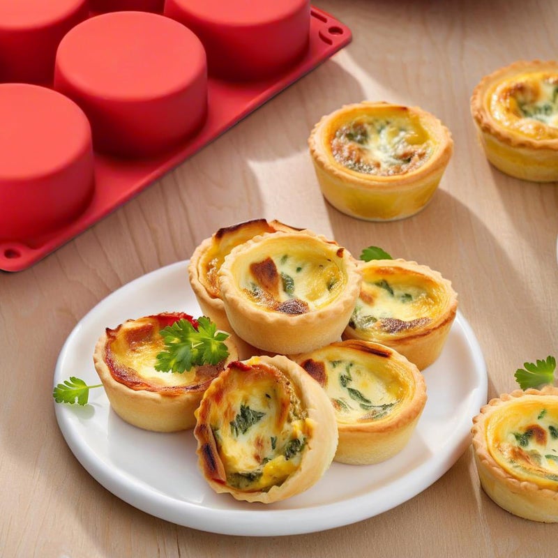 Dootafy Silicone Egg Bite Molds, 2 Pack Silicone Egg Molds Frittata Pan, Deep 3 Inch Dash Egg Cups Sous Vide Egg Mold Round Rolls Molds for Egg Breakfast Sandwiches Omelets Dinner Rolls Baking - Red - Image 5